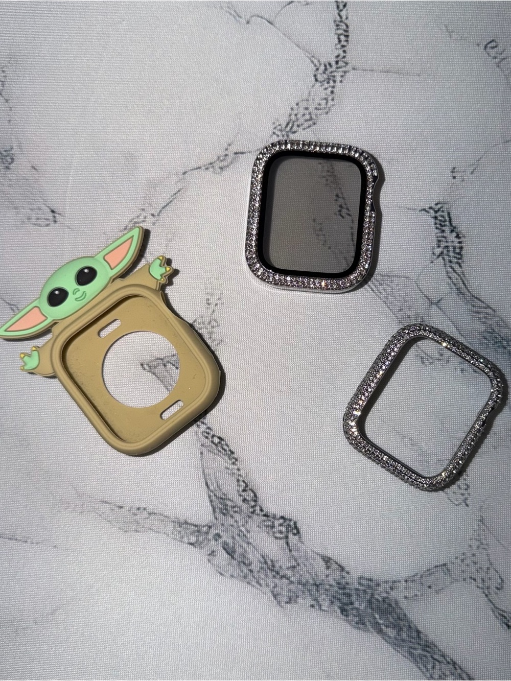 Set of 3 Apple Watch Bumpers - Cute Star Wars Grogu & 2 💎 Bumpers - 45mm